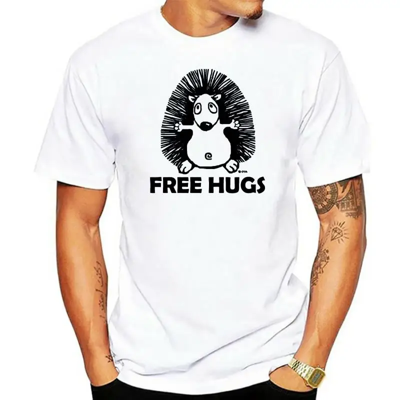 

Футболка мужская хлопковая, модный белый топ с надписью «free hugs»