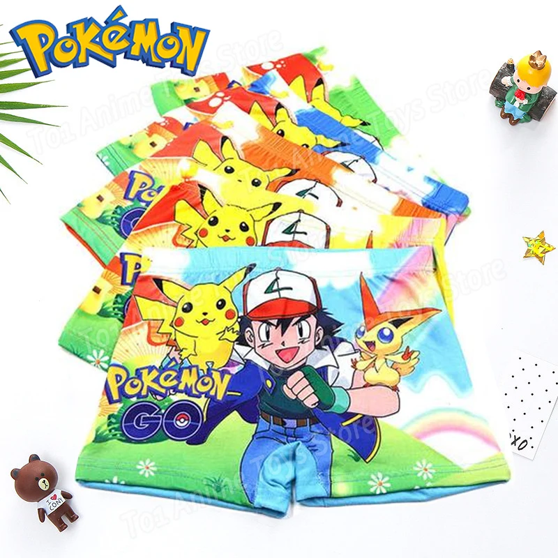 

4pcs/set Pokemon Cartoon Pikachu Children's Underwear Pure Cotton Boys Boxer Briefs 3D Cartoon Underwear Cute Birthday Gift