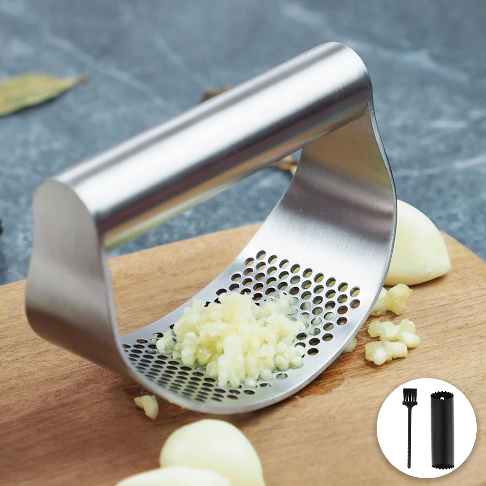 

Stainless Steel Garlic Press Manual Garlic Mincer Chopping Garlic Tools Curve Fruit Vegetable Tools Kitchen Gadgets 1pcs