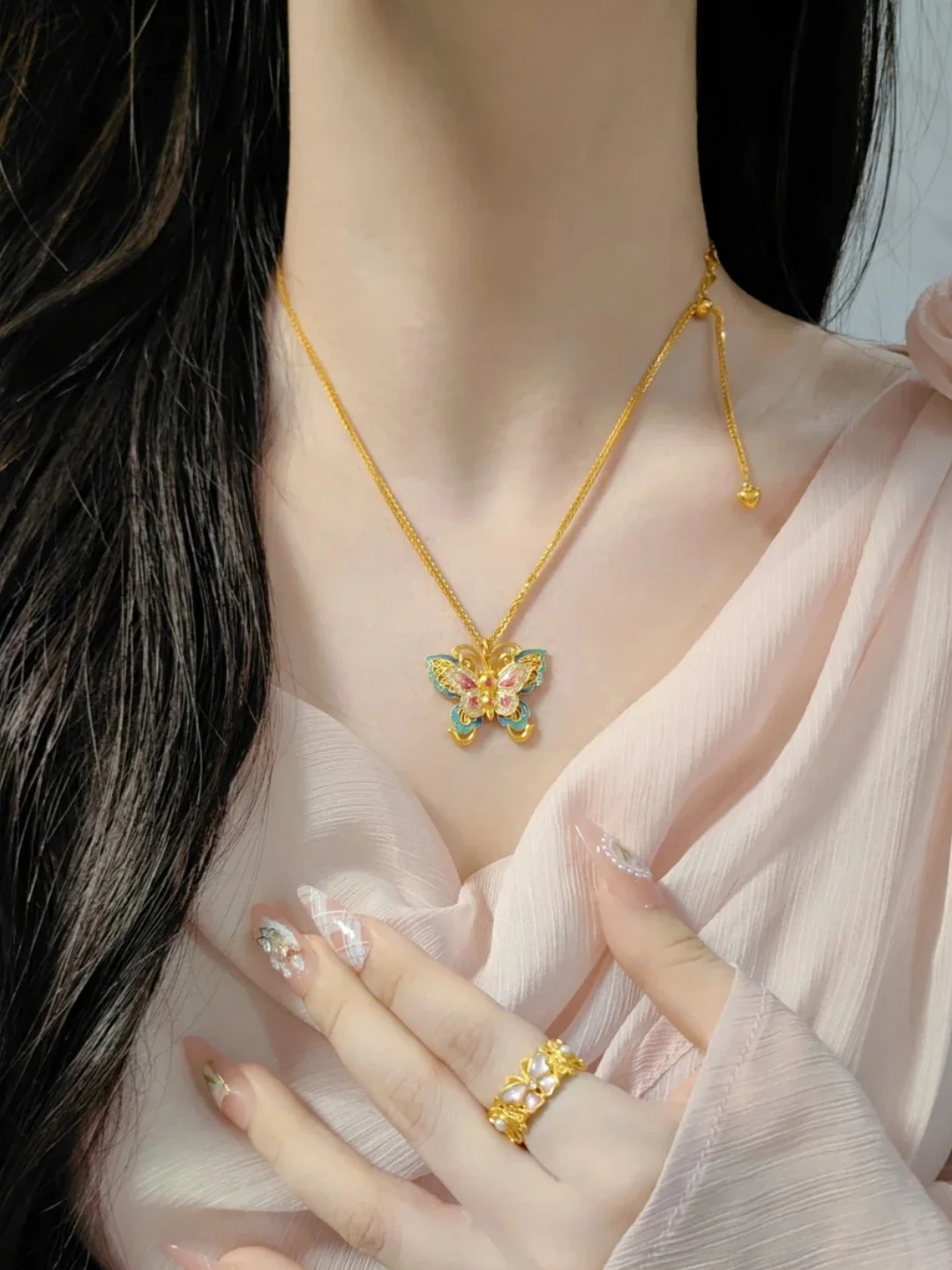 Новый китайский сле древняя эмаль цвет горящего синего золота шелковый