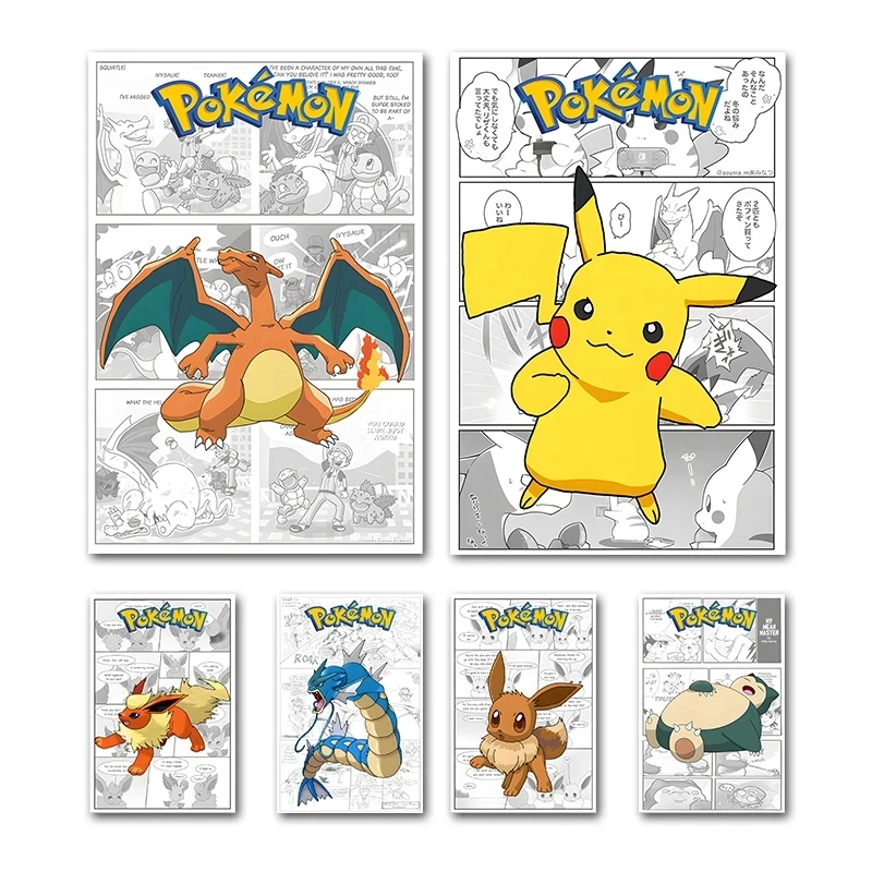 

Japan Anime Peripherals Pokemon Pikachu Poster Mural Decoration Cartoon Wall Art Comic Canvas Painting Baby Kids Gifts Cuadros