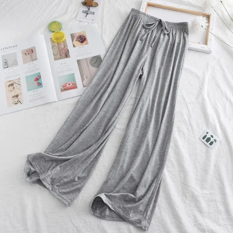 

2023 5-12 Years Girls Summer Thin Casual Ice Silk Wide Leg Long Pants Kids Anti-Mosquito Pleated Solid Color Loose Trousers H18