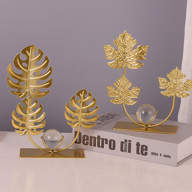 Золотой лист гинкго железные поделки украшения свет роскошные хрустальные шары