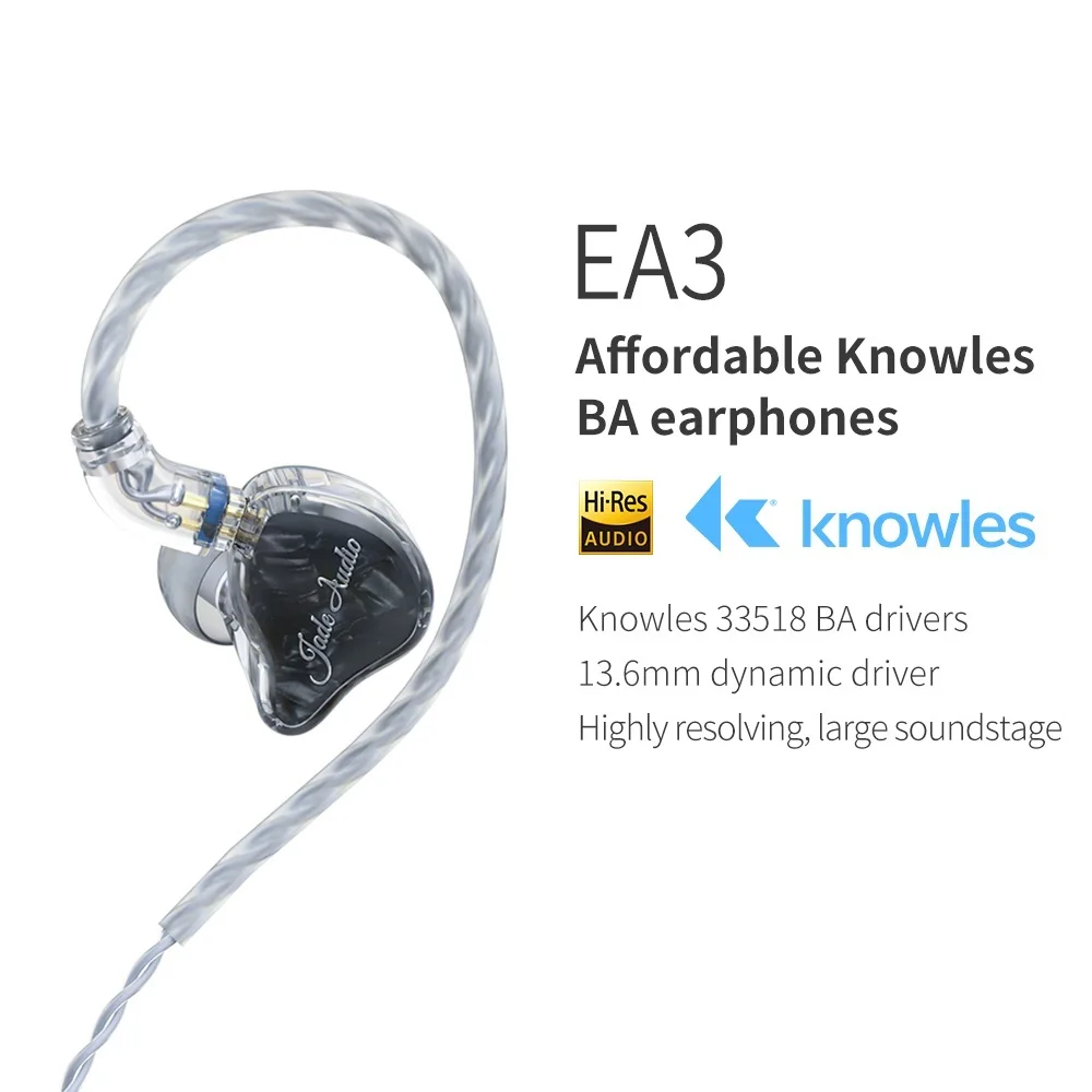 

EA3 HiFi Stereo 1BA(Knowles)+1Dynamic Hybrid Earphone IEM with 0.78 2pins Detachable Cables with Deep bass