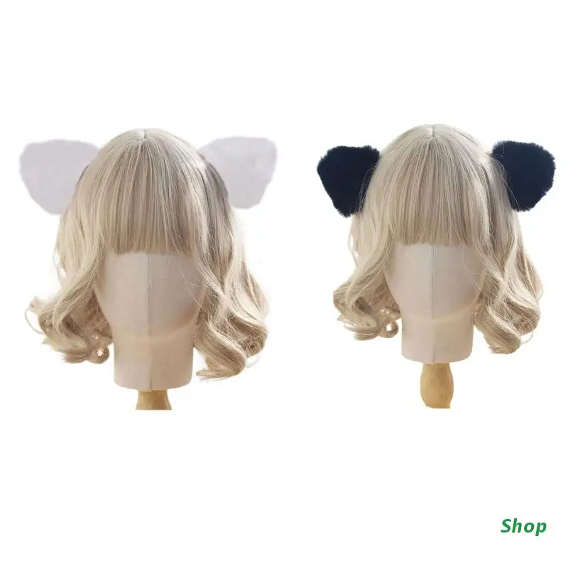 

L5YC Girl Ears Hair Clips Cute Plush Sweet Lolita Hairpin for Sisters Daughter