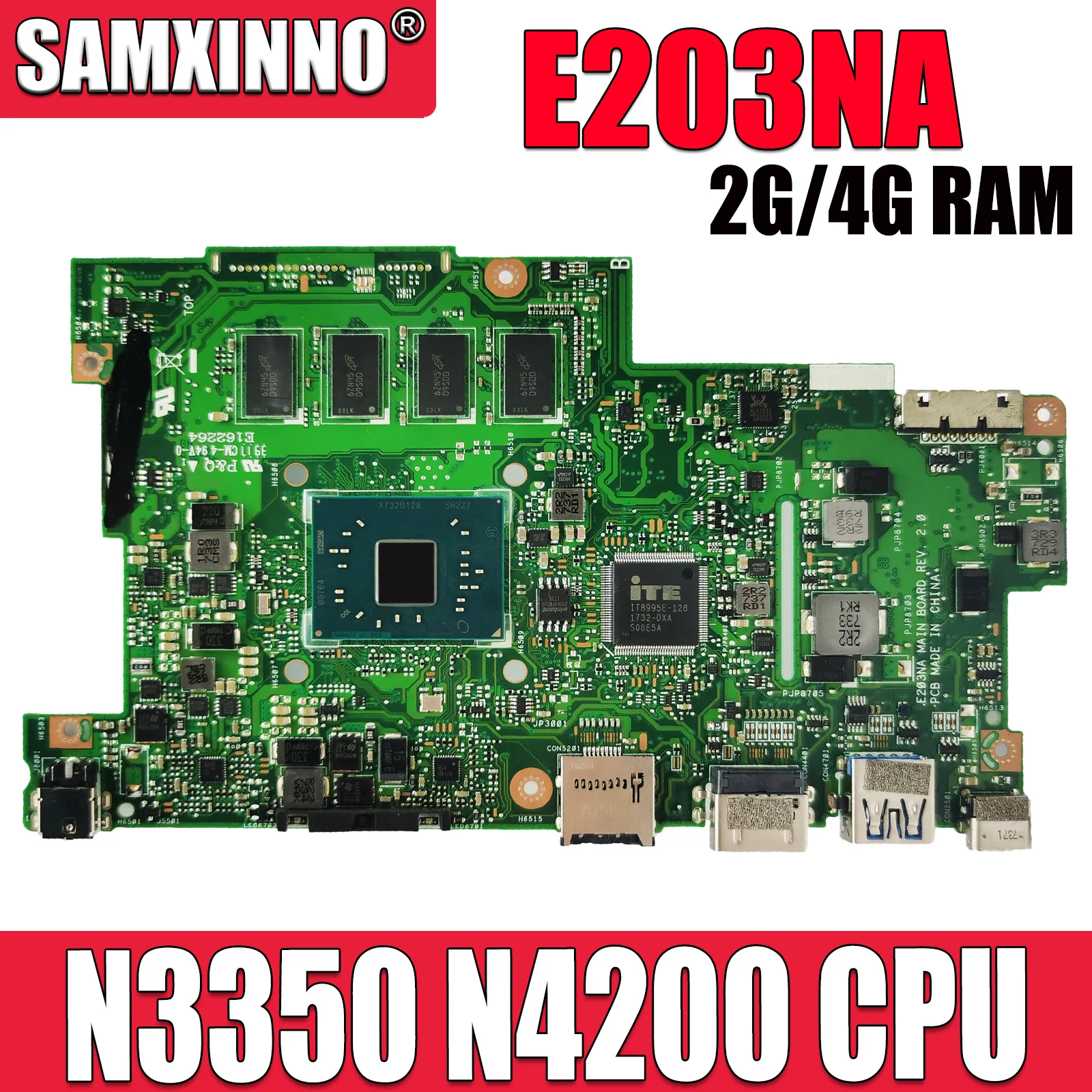 Материнская плата E203NA E203MA N3350 N4200 CPU 2 ГБ 4 ГБ ОЗУ 32 Гб 64 Гб 128 Гб SSD для ASUS E203N E203 e203не E203M Laotop материнская плата