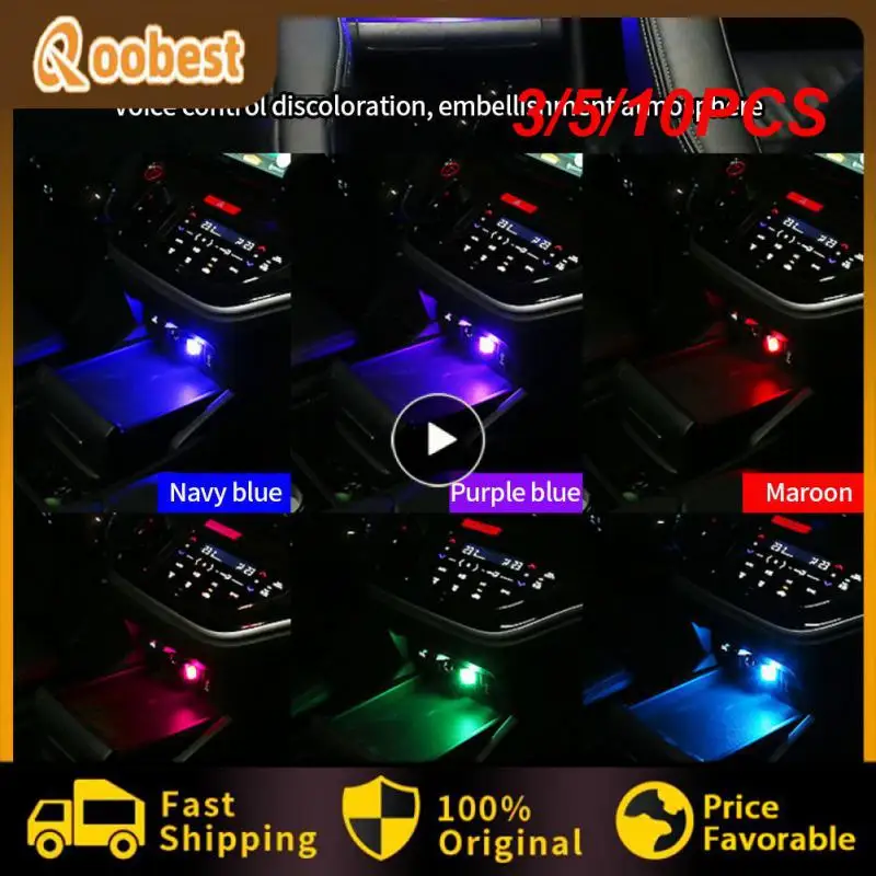 

3/5/10PCS Decorative Lamp Music Rhythm Function Emergency Lighting Auto Colorful Light Multifunctional Universal Led Car Light