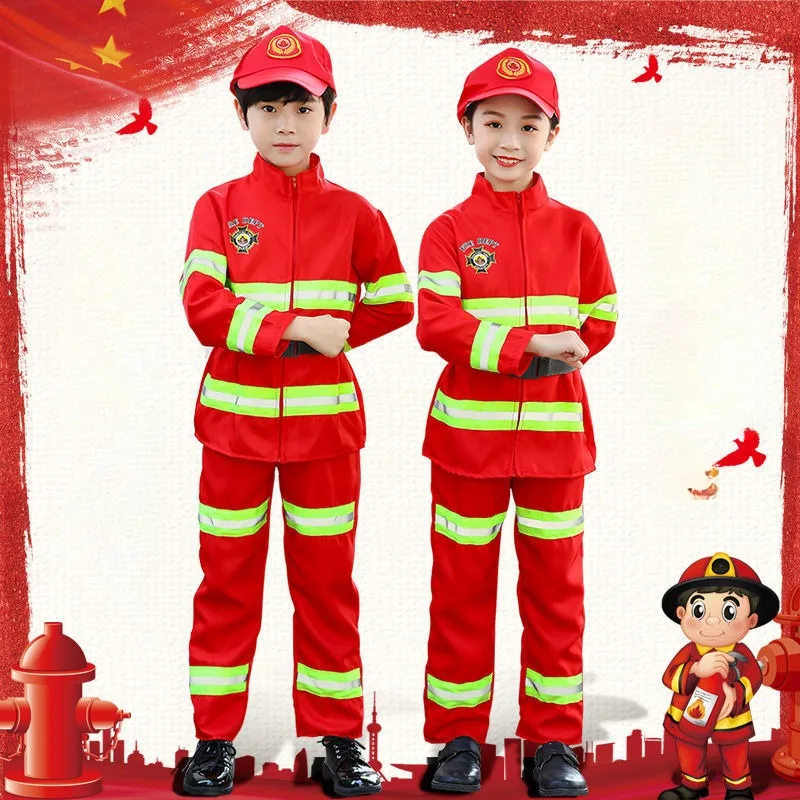 Детский костюм пожарного унисекс дизайн динозавра материал из полиэстера