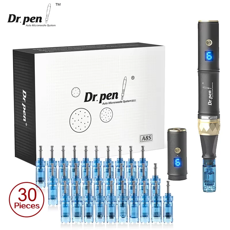 Фото Dr. pen, оригинальная беспроводная ручка Derma Pen A8S, профессиональная ручка для микронидлинга с 30-игольными картриджами, микроигла для ухода за кожей №1