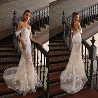 exquisite wedding dress sweetheart mermaid bridal dresses lace appliques floor length backless sexy bride gown vestito da sposa