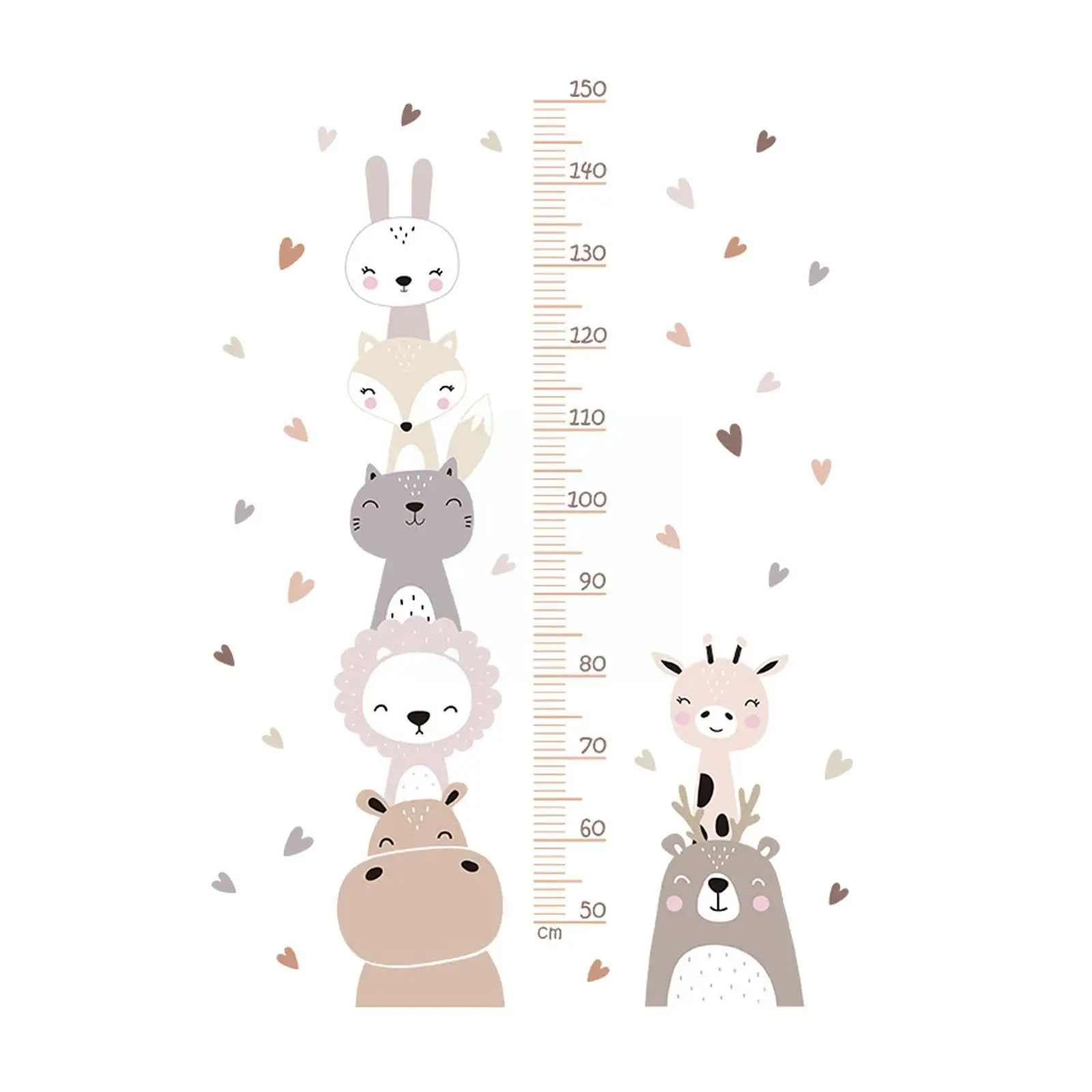 

Boho Color Style Smile Animals Bear Lion Hearts Height Measurement Ruller Wall Stickers For Kids Room Baby Nursery Wall Dec Y9D4