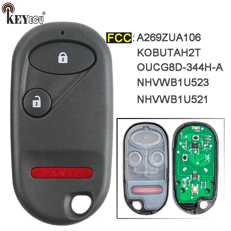

Брелок дистанционного управления KEYECU A269ZUA106/ KOBUTAH2T/ NHVWB1U523/Φ 2 + 1 с тремя кнопками для Honda OUCG8D-344H-A Element Civic Pilot