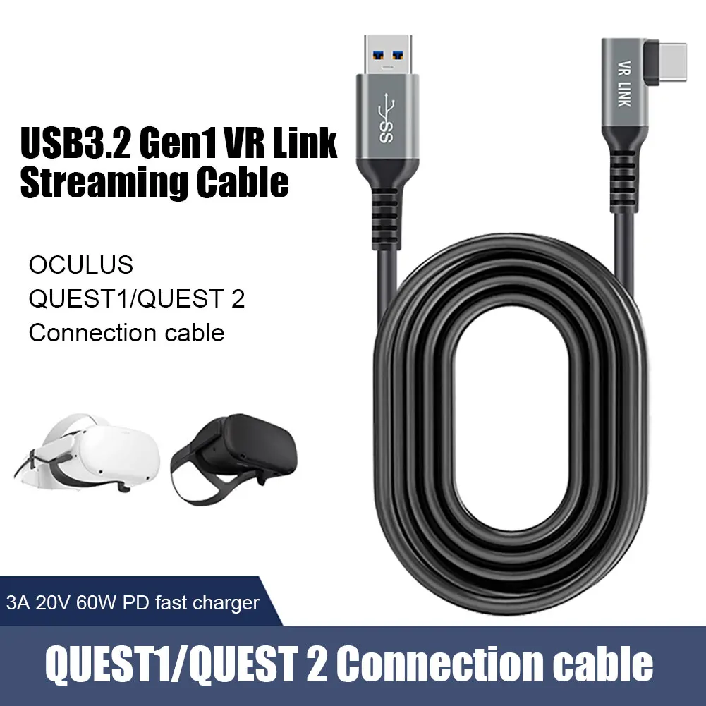 

Сетевой кабель для быстрой зарядки Oculus Quest 2, USB, 5 Гбит/с, 60 Вт