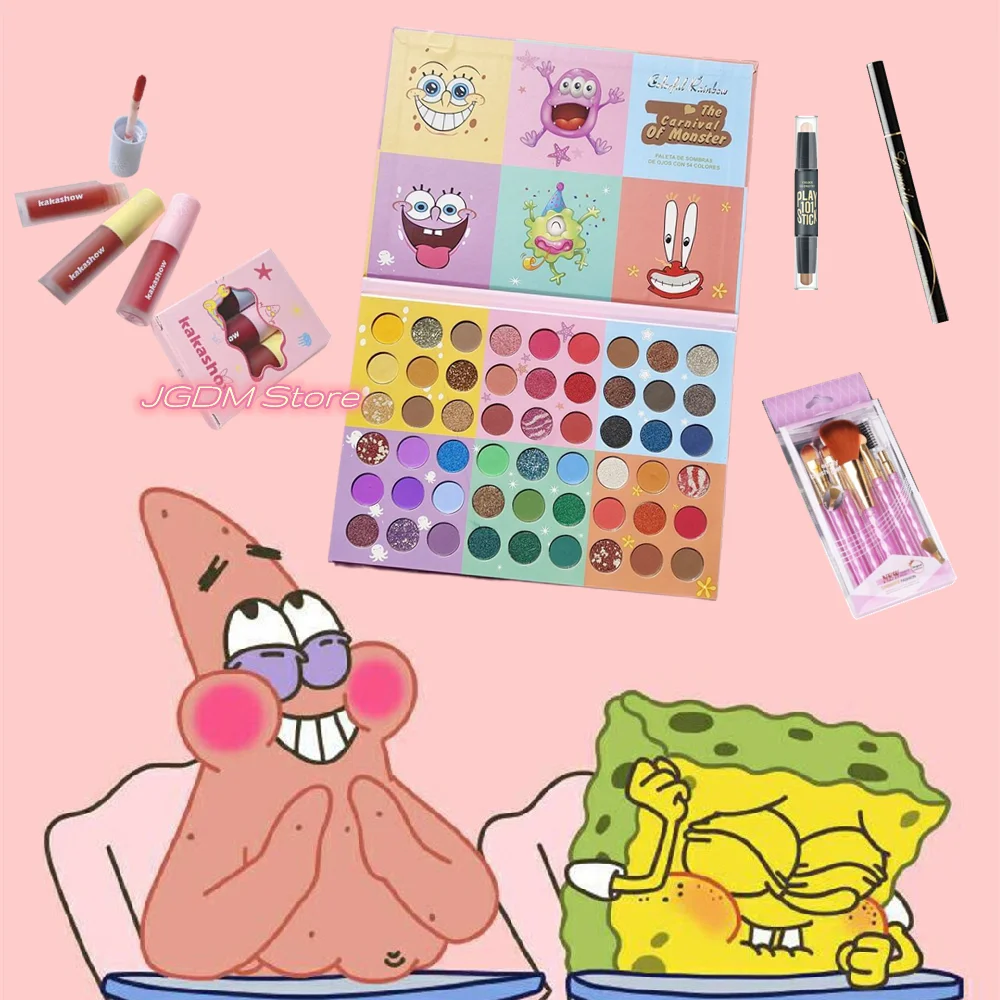

Colorful Eyeshadow Palette Pigmented SpongeBobed Makeup Palette Glitter Eye Shadow Matte Large Eyeshadow Pallate Earth Tones