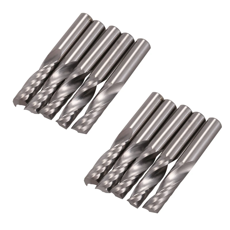 

10Pcs 6Mm 1/4 Inch Carbide Cnc Router Bits One Single Flute End Mill Tools 22Mm