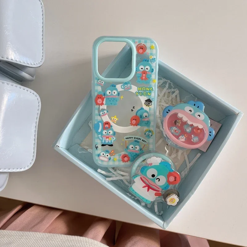 Фото Милый мультяшный Sanrio Hangyodon, магнитный держатель для телефона Magsafe с беспроводной зарядкой для iPhone 17, 16, 15, 14, 13 Pro Max, чехол №2