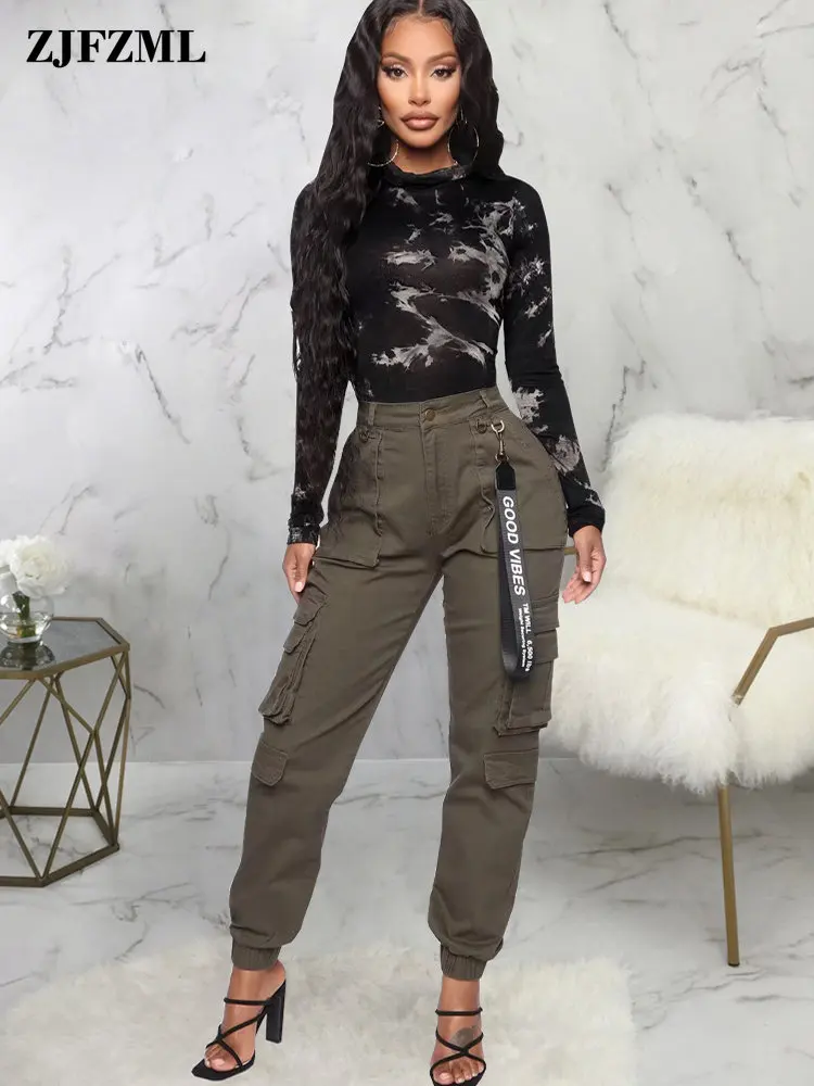 

Streetwear High Waist Side Pockets Trouser Girls Casual Camouflage Print Baggy Jogger Pant High Street Comfortable Long Legging