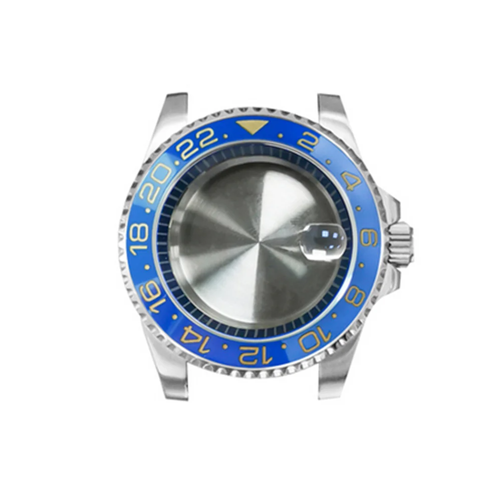 

40mm Vintage Case Classic Dual Color 38mm SUB GMT Bezel Blue Chapter Ring Sapphire Glass Cyclops Lens For NH35/NH36 Movement