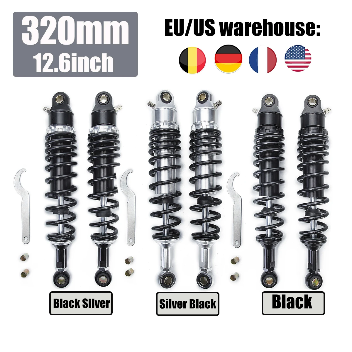 

2pcs 320mm Universals Motorcycle Dirt Street Motor Bike ATV Quad Rear Shock Absorber Rear Suspension Bumper D20