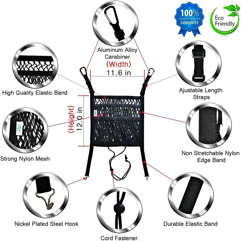 

Car Elastic Storage Net Bag Between Seats Auto Interior Organizer Car Divider Pet Barrier Universal Stretchable 3 Layer Mesh Bag