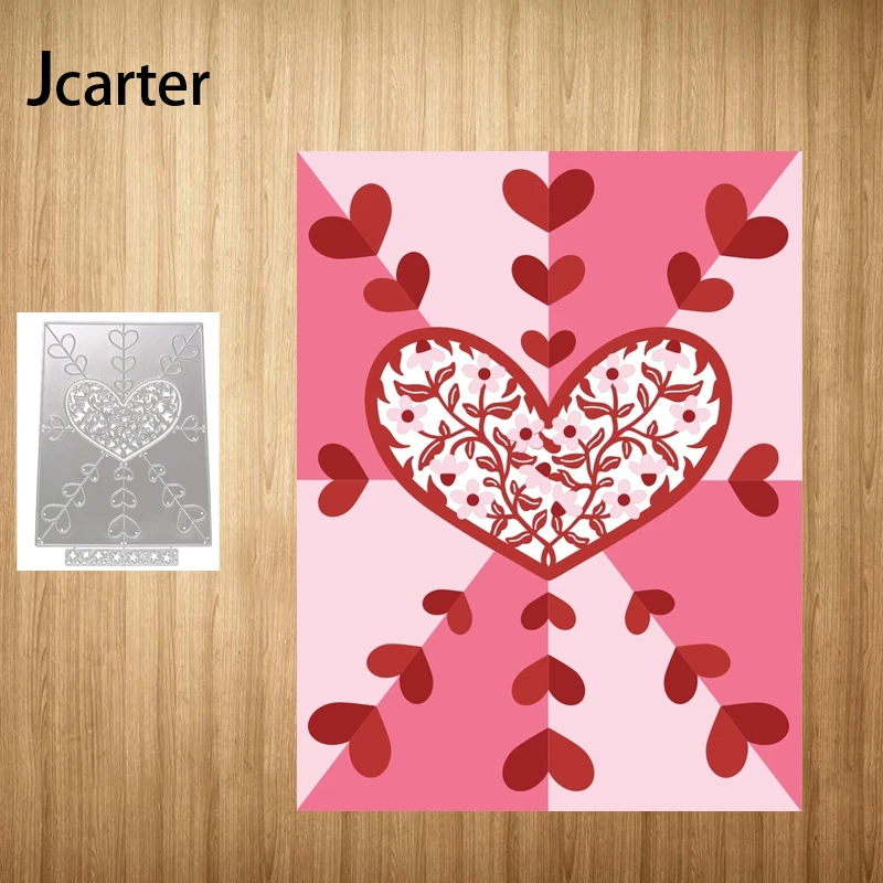 

Metal Cutting Dies Rectangle Heart Leaves Background Craft Stencil Scrapbooking Tool Make Album Paper Punch Blade Decor Template
