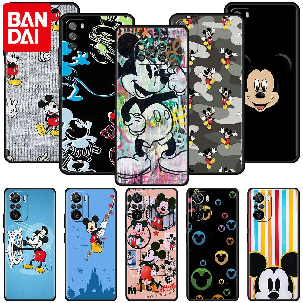 

Movil Phone Case For Xiaomi Redmi Note 9S 9 4G 11 10 Pro 8 Black Waterproof Cover K40 9C NFC 8T 7 9A 9T 7A Mickey And Minnie