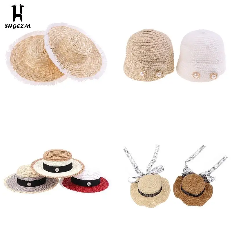 Doll Straw Hat Hand-knitted Natural Raw Edge Sun Hat Doll House Doll Handmade Straw Hat Sun Hat Doll Accessories Decoration