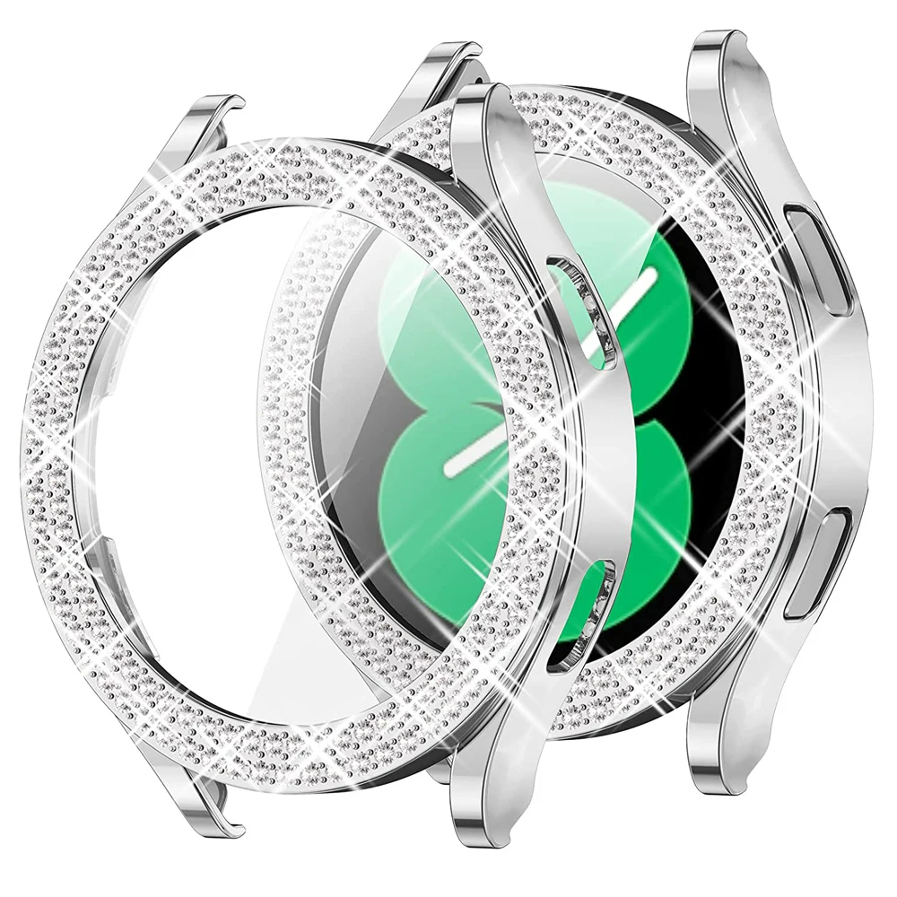 

Cover for Samsung Galaxy watch 4 Case Accessories Anti-fall Bling Double Diamond PC bumper protector Galaxy watch 4 44mm 40mm