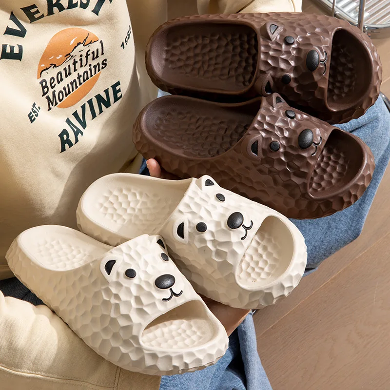 New Cute Bear Family Slipper for Womens Spring Summer Home Slippers Indoor Antiskid Sandals Soft Soles Breathable Shoes Slides
