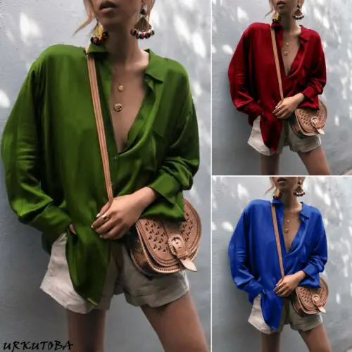 

Spring/Fall 2022 Hot Women's solid-color long sleeve pocket Cardigan Women's loose smooth shirt women shirts