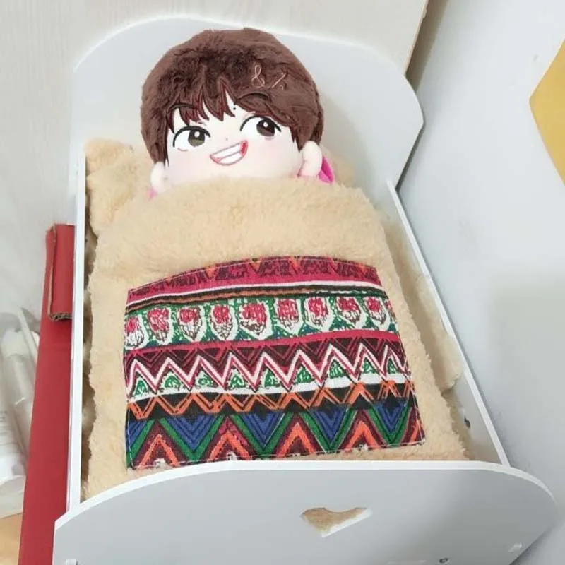 Мини-кукла мебель для спальни детский игровой домик двойная кровать деревянная