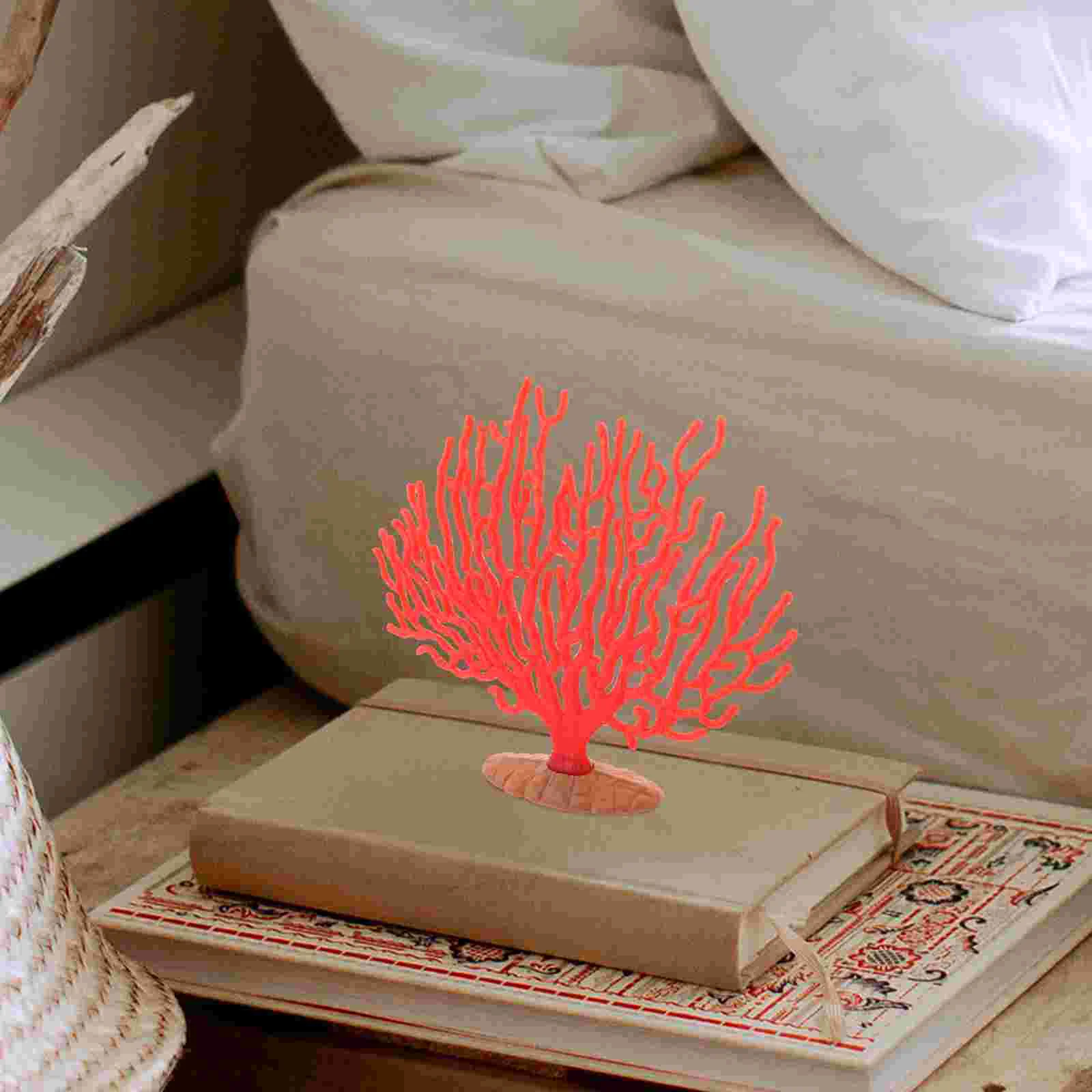 

Vivid Coral Decor Sculpture Simulated Plastic Ornament Colored Fake Model Home Supply Fish Tank Desktop Tabletop