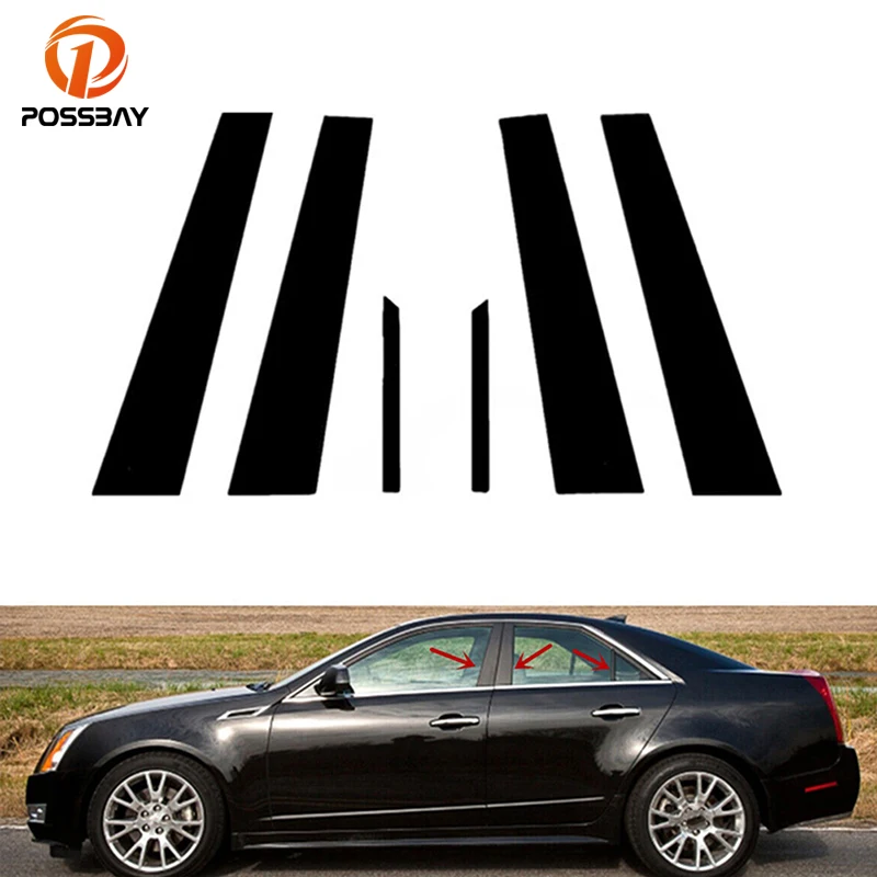 

6 шт., Автомобильные стойки для Cadillac CTS, 4-дверный седан, 2008, 2009, 2010, 2011, 2012, 2013, оконная отделка двери, наклейки, аксессуары