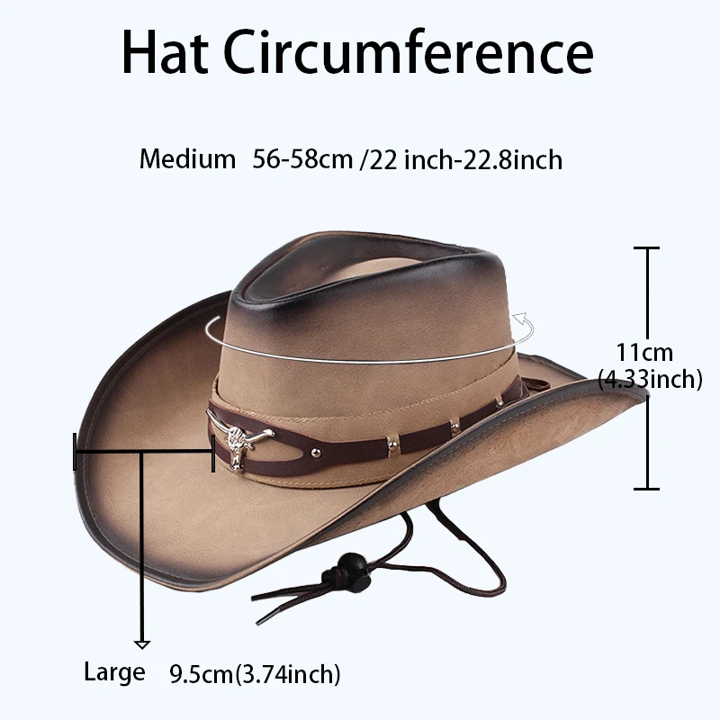 100% Leather Western Cowboy Hat For Men 