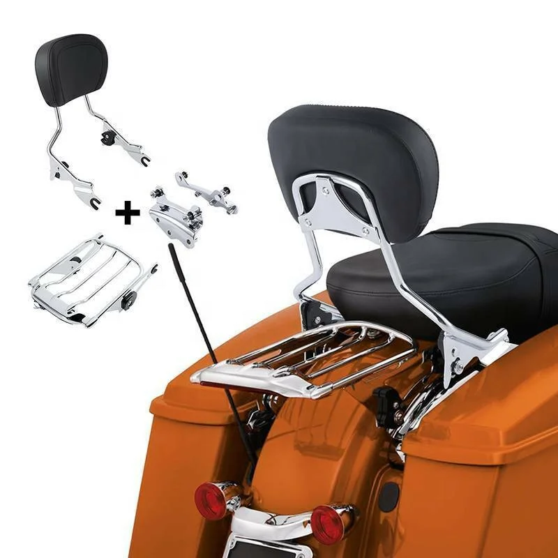 

XF290670+224-E+120-E-US Sissy Bar LED Luggage Rack W/4 Point Docking For Harley Road King Glide 2014-Up