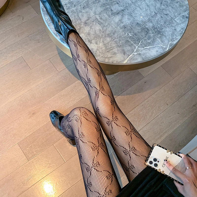 Модные женские колготки чулки жаккардовые в стиле ретро Лолита с бабочками