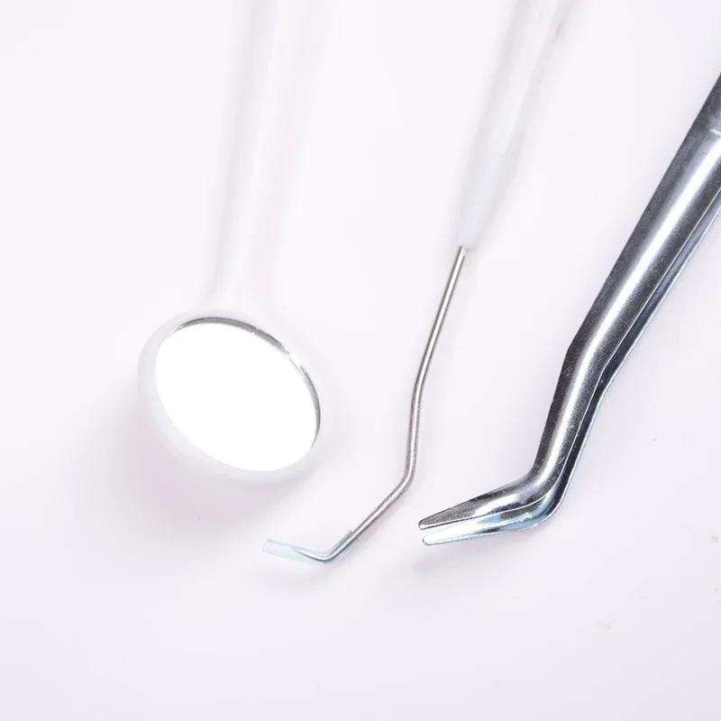 

3pcs Dental Mouth Mirror Stainless Steel Tweezers Elbow Probe Dentist Instrument Teeth Cleaning Whitening Dentistry Tools Set
