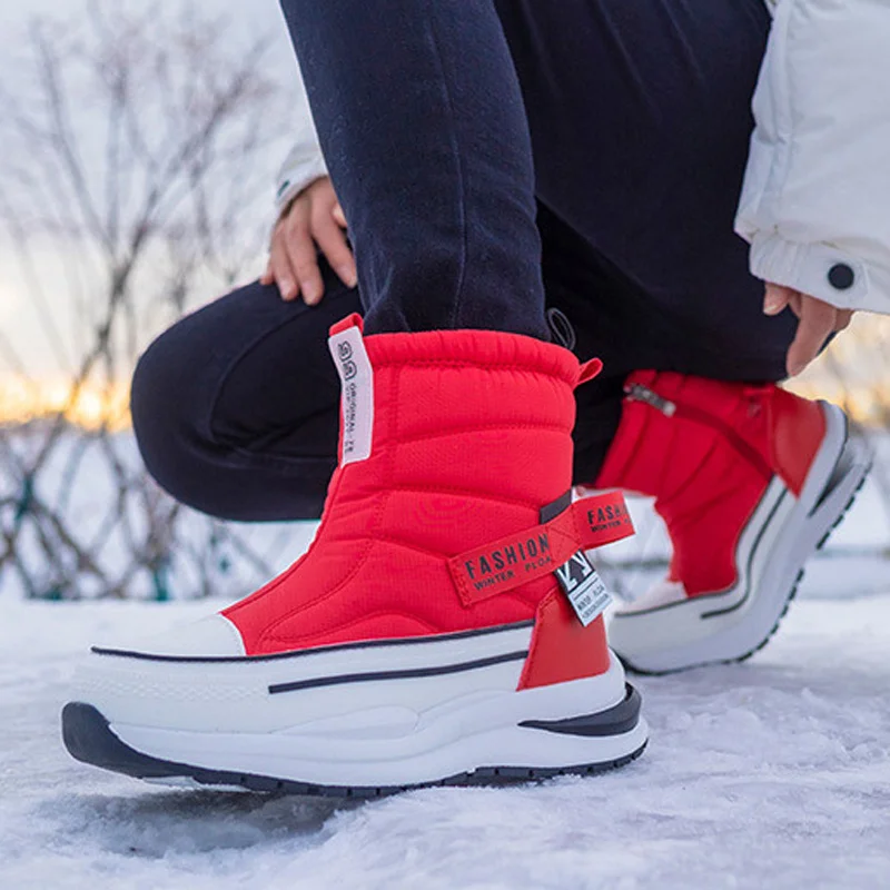 Xiaomi SALUDAS Couple Snow Boots 2022 Winter New Plush Warm Side Zipper Outdoor Casual Short Boots Waterproof  Men Winter Shoes