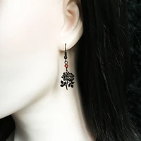 gothic black hollow rose earrings for women girls dark witch jewelry gift accessories red crystal beads rose earrings women 2022