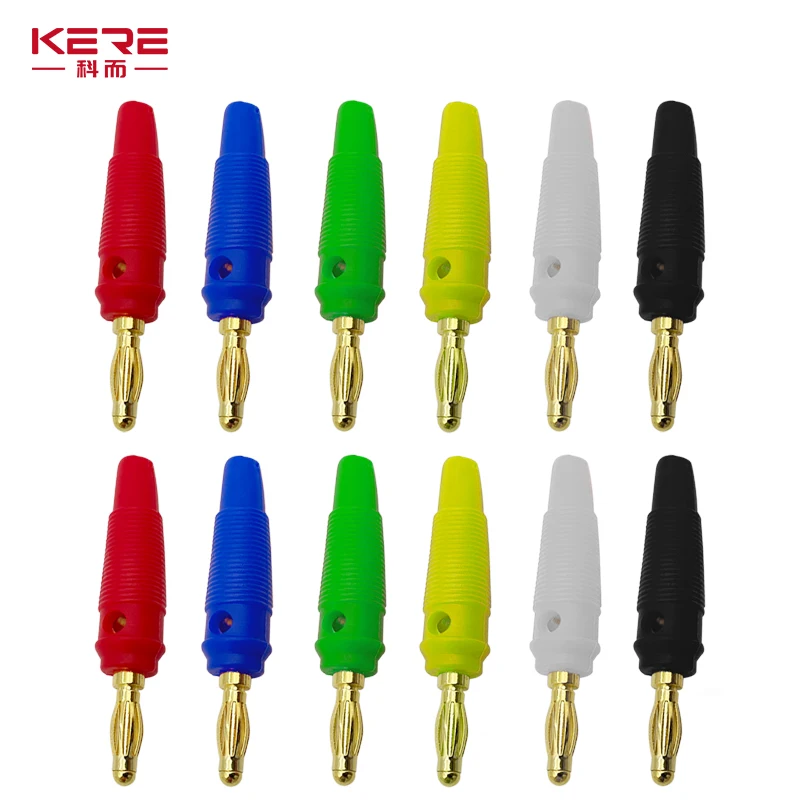 

KERE 10Pcs/4mm Banana Plug Socket Cable Connector Gold Plated Screw To Speaker Amplifier Binding Post Test Probes Adapter