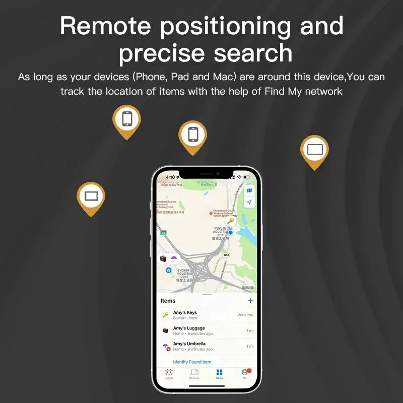 Фото Умный GPS-трекер для поиска на расстоянии для Apple Find My: определение местоположения по голосу, для чемоданов, ключей, сумок, игрушек, совместим с iOS iPhone №4