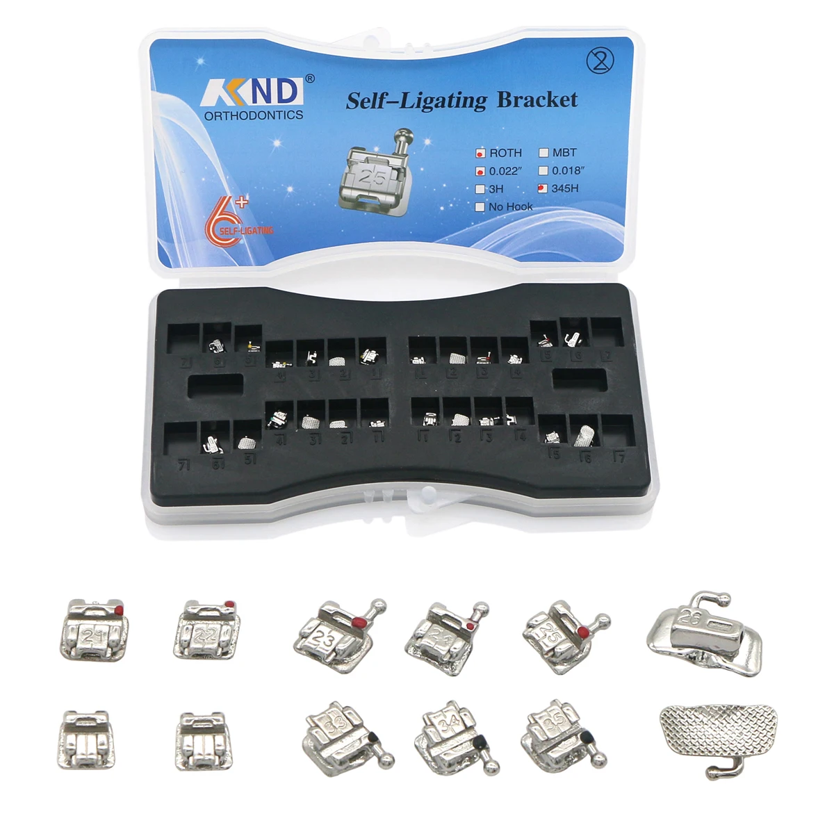 

Dental Orthodontic Roth 0.022 Self-Ligating Metal Brackets With 3 4 5 Hooks And 1st Molar Buccal Tube