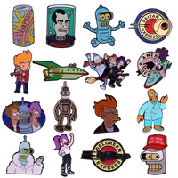 movies futuramas anime planet express ship enamel pins brooches women men backpack bags badge lapel jewelry kids friends gifts