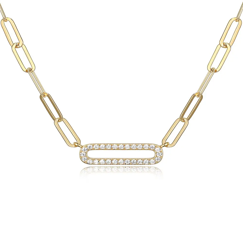 

Овальная цепочка из серебра 18 К с фианитом, 18 дюймов + 2 дюйма