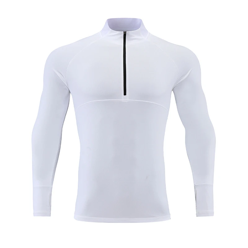 2022 Autumn Men's Running Training Long Sleeve Tops Quick Dry Stand Collar Zipper Up Outdoor Sports Gym Fitness Skinny Clothing