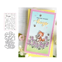 animals sending hugs metal cutting dies and clear stamps for scrapbooking craft stencil diy seal sheet decor embossing template