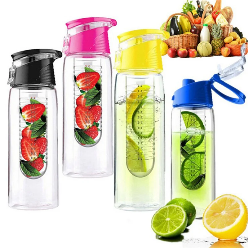 

700Ml Portable Fruit Infusing Infuser Water Bottle Sports Lemon Juice Bottle Flip Lid for Kitchen Table Camping Travel Outdoor