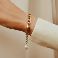 2022 new 18k gold figaro natural pearls bracelet for women gniche design pulsera hombre viking luxury accessories jewelry gift