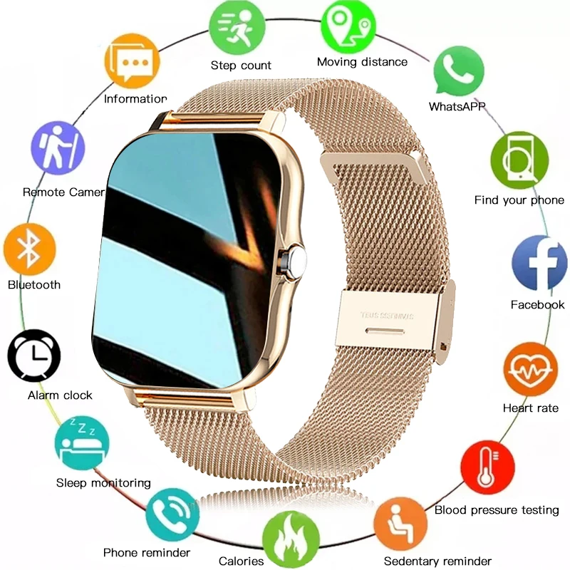 

Новинка 2023, умные часы с Bluetooth и функцией ответа на звонки, цветной экран 1,69 дюйма, для женщин и мужчин, фитнес-трекер с полной сенсорной защитой IP67, водонепроницаемые умные часы