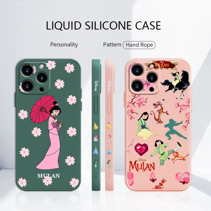 

Original Liquid For iPhone X 6 8 Plus 13 Pro Max XR 7 12 XS 11 SE2 5 6S SE2022 Mini SE Mulan Princess Silicone Coque